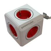 Razdjelnik, 5 utičnica, 1 element za pričvršćivanje, duljina kabela 1,5 m, ALLOCACOC PowerCube Extended DE, bijelo-crvena 1300RD/DEEXPC