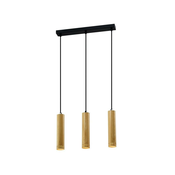 Tubo Pendant Black 3X25W Gu10 Shade 25Cm Wooden