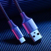 NEW Močan pleteni kabel USB - USB-C QC 3.0 3A 2m sive barve