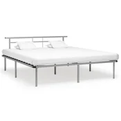 Vidaxl Posteljni okvir siv kovinski 200x200 cm