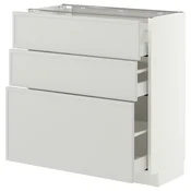 METOD / MAXIMERA Podni element s 3 fioke, bela/Aspudden svetlosiva, 80x37 cm