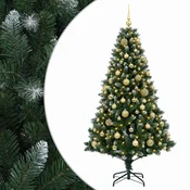 Vidaxl Umjetno božično drevo z okrasnimi kroglami 180 cm 300 LED