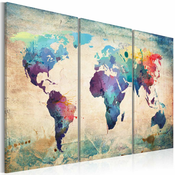 Slika - Rainbow Map (triptych) 90x60