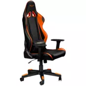 Gaming chair, PU leather, Original foam and Cold molded foam, Metal Frame, Butterfly mechanism, 90-165 dgree, 3D armrest, Class 4 gas lift, Nylon 5 Stars Base, 60mm PU caster, black+Orange. - CND-SGCH4