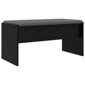 Vidaxl Haldna klop z blazino Črna Orehovina 83 x 38 x 40 cm