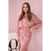 Velour Hooded Set - Dark Powder Pink
