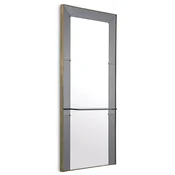 Casa Padrino luxury wall mirror gray/antique brass 100 x H. 217 cm - Rectangular wardrobe mirror with glass shelf - Bathroom mirror - Wardrobe furniture - Bathroom furniture - Luxury furniture