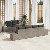 vidaXL Kavčna garnitura 8 kos Siva 100 x 55 x 73 cm poli ratan