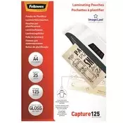 Laminacijska folija za vruće laminiranje, 125 mikrona, A4, sjajna, 25 listova, FELLOWES