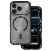 Silikonski ovitek Glitter MagSafe za iPhone 17 Pro Max - prozorno črn z bleščicami