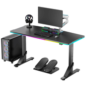ULTRADESK Gaming miza IRON WHITE, 132,5x60,5 cm, 71-81 cm, mehansko nastavljiva višina, RGB osvetlitev