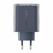 AceFast A45 omrežni polnilec, 2x USB-C, 1xUSB-A, 65W PD (siv)