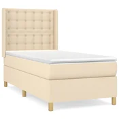 Vidaxl Box spring postelja z vzmetnico krem 80x200 cm blago