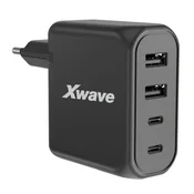 Xwave GaN100-2A2C GaN ultra-brzi punjac 100w, 2USB-A + 2USB-C, za mobilne tablete Crni