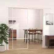 Vidaxl vidaXL Drsna vrata, ESG steklo in aluminij, 102,5 x 205 cm, bela
