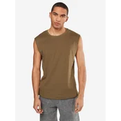 Olive sleeveless T-shirt with open brim