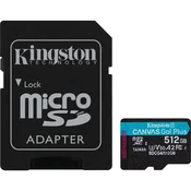 Kingston Memorijska kartica U3 V30 microSDXC 512GB Canvas Go Plus 200MB/s A2 + adapter SDCG4/512GB