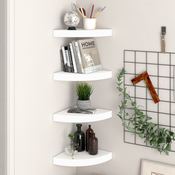 Plutajuce kutne police 4 kom bijele 25 x 25 x 3,8 cm MDF
