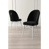 Hanah Home set trpezarijskih stolica Ritim 8 kom, crna tkanina Babyface, bele drvene noge