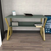Hanah Home Radni sto Wake, 120x72,8x60 cm, Maslina-zlatne boje