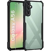 Overboard Ovitek za Samsung Galaxy A56 5G, hibridni z zaščito pred padci, črn + kaljeno steklo 9H