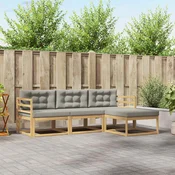 Set vanjskih sofa 4 pcs Bijela i svjetlosiva Poliester