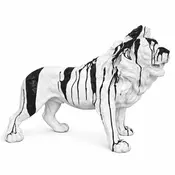 Casa Padrino Decorative Lion Sculpture White/Black 100 cm - Large Garden Figure