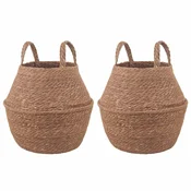 Saksija za biljke s ruckama 2 pcs Prirodna O 22 x 20 cm