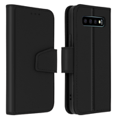 AVIZAR Samsung S10 Premium usnjena torbica, preklopna denarnica in stojalo za video - ČRNa, (20626416)