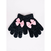 Yoclub Kidss Girls Five-Finger Gloves With Bow RED-0070G-AA50-009