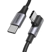 Kabl UGREEN US334 USB-C to USB-C PD Fast Charging 90 Degree Cable 5A Max Black 1m