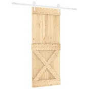 Vidaxl Drsna vrata Naravna in bela 100 x 210 cm Trdna borovina