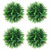 Vidaxl Umetni pušpani okrogli z LED lučmi 4 kosi zelene 15 cm