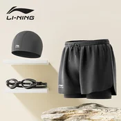 Li-Ning Muški set za plivanje, Šorts, kapa i naocare za plivanje, Crni