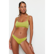 Trendyol zelena V-cut bleščeča redna noga bikini dno