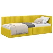 Vidaxl Kotna postelja z vzglavjem Rumena 80 cm x 200 cm Žamet