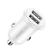 Baseus Grain punjac za automobil Pro 2x USB 4,8 A, bijeli (CCALLP-02)