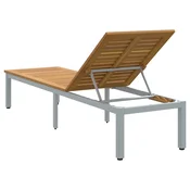 Vidaxl Ležalnik Siva 200 x 55 x 35 cm Masiven les akacije