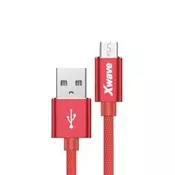 Xwave kabl za punjač USB A (muški) na micro USB (muški) 2m crveni upleteni
