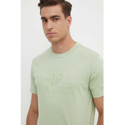 Bombažna kratka majica Gant moški, zelena barva