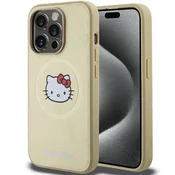 HELLO KITTY Hello Kitty usnjen etui Kitty Head MagSafe za iPhone 14 Pro - zlata