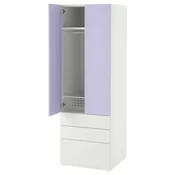 SMASTAD / PLATSA Garderober, bela lila/s 3 fioke, 60x57x181 cm