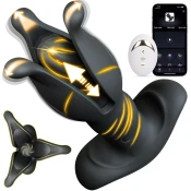 SuperLove Perfect Expander Thrusting & Vibrating Anal Plug with Remote & App Black
