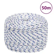 Vidaxl vidaXL Jadralna vrv, bela, 6 mm, 50 m, polipropilen