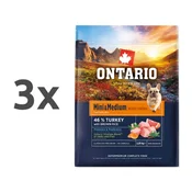 Ontario Adult Mini in Medium Weight Control - puran in rjavi riž 3 x 2,25 kg