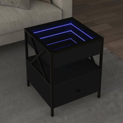 Stolic za kavu s beskonacnim LED svjetlima crni 40 x 40 x 51 cm