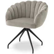 Casa Padrino luxury dining room chair greige/black 65.5 x 64 x H. 78.5 cm - Swivel chair with fine velvet fabric - Dining room furniture - Luxury furniture - Luxury dining room furnishings