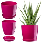 KADAX Cvetlični lonec s krožnikom, plastičen, 16 cm, roza