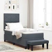 vidaXL Postelja z vzmetnico z vzglavjem Temno siva 200 x 80 cm Žamet
