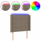 Vidaxl LED posteljno vzglavje taupe 103x16x118/128 cm blago